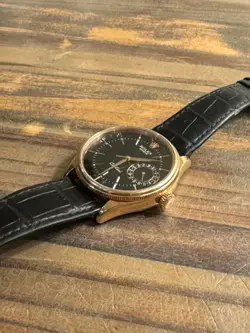 Rolex Cellini Date 50515 Black Dial Leather 39mm Everose Rose Gold w Extra Bands