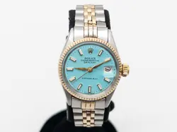 $10,000 ROLEX DATEJUST TIFFANY & CO BLUE 18K YELLOW GOLD SS LADIES WATCH SERVICE