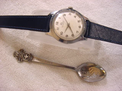 VINTAGE LARGE ANTIQUE ART DECO BUCHERER MENS WATCH + ROLEX SPOON