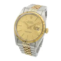 MEN'S ROLEX OP DATEJUST TWO-TONE WATCH REF 16013 LINEN DIAL 36MM #W178845-1