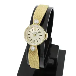 LADIES 14K GOLD ROLEX COCKTAIL WATCH DIAMONDS SILVER DIAL 13MM W172176-1