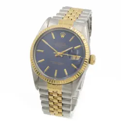 MEN'S ROLEX OP DATEJUST TWO-TONE WATCH REF 16013 BLUE DIAL 36MM #W169021-1