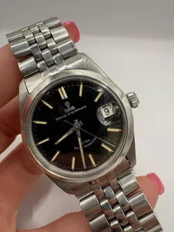 VINTAGE TUDOR PRINCE OYSTERDATE 32MM STEEL BLACK DIAL SELF WINDING WATCH 7996/0