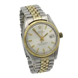 MEN'S ROLEX OP DATEJUST TWO-TONE WATCH REF 1601 SILVER DIAL 36MM #W169278-1