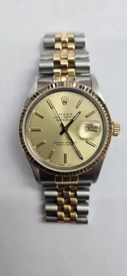 PRE-OWNED ROLEX DATE-JUST 16013 | TWO-TONE | 18K/STAINLESS STEEL  MEN'S WATCH