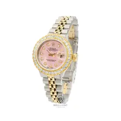 ROLEX DATEJUST 26MM PINK MOP DIAMOND DIAL TWO TONE JUBILEE BRACELET 1.50 CT