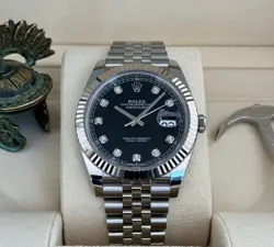 ROLEX DATEJUST STAINLESS STEEL BLACK DIAMOND