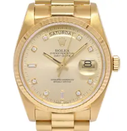 ROLEX PRESIDENT DAY-DATE YELLOW GOLD DIAMOND MENS WATCH 18238 PAPERS
