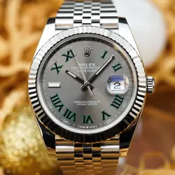 ROLEX DATEJUST 41 WIMBLEDON JUBILEE - FLUTED 18K WHITE GOLD BEZEL - COMPLETE
