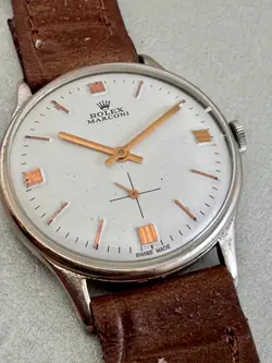 VINT ROLEX MARCONI WHITE   DIAL  WIND UP  SWISS  MADE CA 57 NO RESERVE