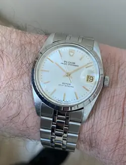 TUDOR (ROLEX) PRINCE OYSTERDATE AUTOMATIC 18K WHITE GOLD BEZEL & STEEL BRACELET
