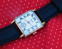 1950's ROLEX 27MM x 37MM RECTANGULAR GOLD PLATED FANCY CASE WHITE DIAL SERVICED