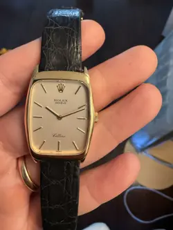 ROLEX 4136 CELLINI 18K YELLOW GOLD CHAMPAGNE DIAL WATCH 26MM X 35MM PRE OWNED