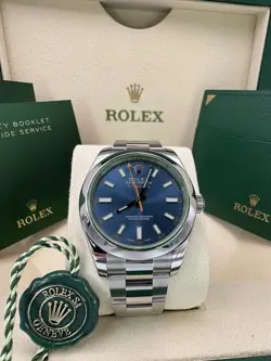 ? ROLEX MILGAUSS Z-BLUE DIAL ? GREEN CRYSTAL 116400GV-0002