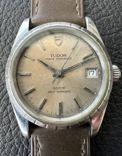 VINTAGE TUDOR PRINCE OYSTERDATE 74020 MENS WATCH SILVER DIAL W/ ROLEX CROWN