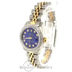 ROLEX DATEJUST 26MM 6917 BLUE DIAMOND DIAL TWO TONE JUBILEE 1.00 CT