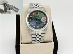 ROLEX DATEJUST 16220 TAHITIAN MOTHER OF PEARL DIAMOND DIAL STAINLESS STEEL