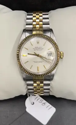 ROLEX DATEJUST 16013 JUBILEE TWO TONE MEN'S SILVER DIAL AUTOMATIC VINTAGE WATCH