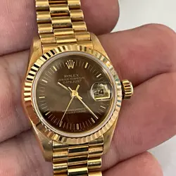 ? ROLEX LADIES DATEJUST PRESIDENT 69178 BURL WOOD DIAL 26MM 18K GOLD  ?