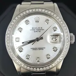 ROLEX MIDSIZE 34MM OYSTER PERPETUAL DIAMOND DIAL DIAMOND BEZEL