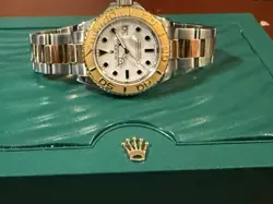 ROLEX 40MM 18K HALF YELLOW GOLD WHITE DIAL YACHTMASTER REF: 16623