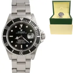 1989 ROLEX SUBMARINER DATE BLACK DIAL STAINLESS STEEL 40MM WATCH 16610 W/ BOX
