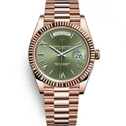 DAY-DATE WATCH 40  OLIVE GREEN DIAL | EVEROSE GOLD COLOR