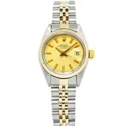 ROLEX DATE 6917 18K YELLOW GOLD TWO TONE JUBILEE CHAMPAGNE DIAL AUTO LADIES 26MM