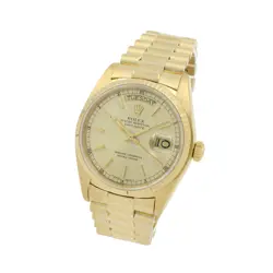 MEN'S ROLEX OP DAY-DATE 18K PRESIDENT WATCH 18038 CHAMPAGNE DIAL 36MM #W178220-1