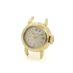 LADIES ROLEX 18K MANUAL COCKTAIL WATCH HEAD SILVER DIAL 15MM AS IS #W187511-1