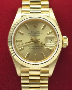 LADIES 1986 18KT DATEJUST ROLEX PRESIDENT WATCH 6917 SHARP BOX & PAPERS