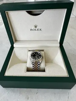 2020 ROLEX DATEJUST GOLD TWO-TONE BLACK DIAMOND DIAL 36MM