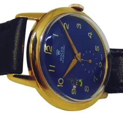 ROLEX MARCONI MICKEY MOUSE BLUE DIAL 18K GOLD PLATED 36MM WIND UP WATCH SERVICED