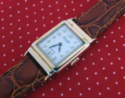 1950's ROLEX 21.4MMX37MM GOLD PLATED RECTANGULAR FANCY CASE WHITE DIAL SERVICED
