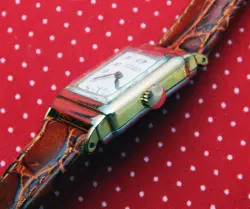 1950's ROLEX 21.4MMX37MM GOLD PLATED RECTANGULAR FANCY CASE WHITE DIAL SERVICED