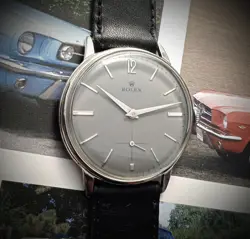 VINTAGE ROLEX  WATCH-BIG SIZE MODEL-36MM.-VERY NICE GREY TONE DIAL-CLASSIC MODEL