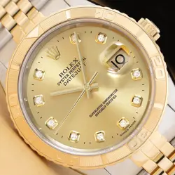 ROLEX DATEJUST 16263 TURN-O-GRAPH THUNDERBIRD CHAMPAGNE 18K GOLD STEEL WATCH
