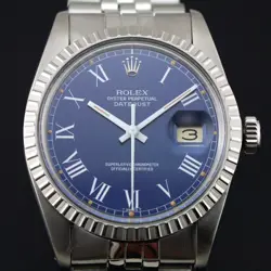 VINTAGE ROLEX DATEJUST 16030 CAL 3035 AUTOMATIC MEN`S BLUE BUCKLEY DIAL WATCH