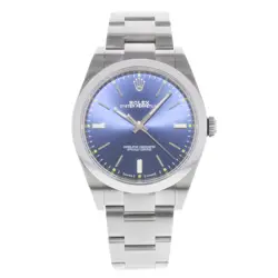 ROLEX OYSTER PERPETUAL 39MM STAINLESS STEEL BLUE DIAL AUTOMATIC MEN WATCH 114300