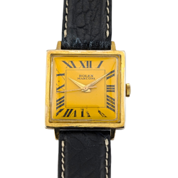 VINTAGE MARCONI ROLEX REDIAL SQUARE YELLOW DIAL MANUAL WIND 30MM