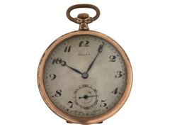 VINTAGE ROLLED GOLD ROLEX  OPEN FACED POCKET WATCH GUARANTEED 10 YEARS