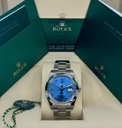 UNWORN ROLEX DATEJUST 41MM, BLUE ROMAN, OYSTER, 126300, DATED 2025