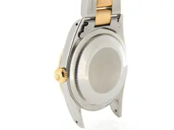 Rolex Datejust Mens 18K Gold Stainless Steel Watch Black Tapestry Dial 16233