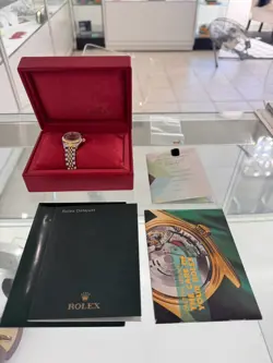 LADIES DATEJUST ROLEX 18K YELLOW GOLD/STAINLESS STEEL DIAMOND PLATINUM DIAL