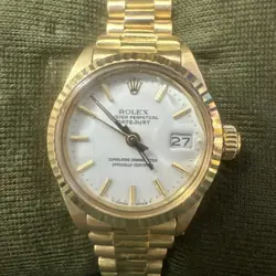 LADIES 1974 18KT DATEJUST ROLEX PRESIDENT WATCH 6917 SHARP