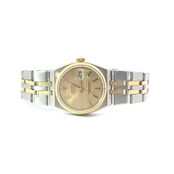 ROLEX 1978 OYSTERQUARTZ DATEJUST 17013 CHAMPAGNE DIAL 14K STAINLESS MENS WATCH