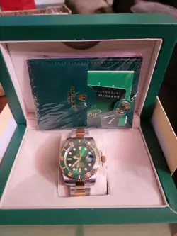 ROLEX SUBMARINER 41MM GREEN DIAL TWO TONE STEEL & GOLD AUTOMATIC WATCH HULK