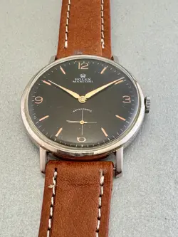 VINT ROLEX MARCONI BLACK  DIAL EXTREMELLY BIG  SWISS  WIND UP CA 57 NO RESERVE