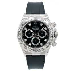 ROLEX DAYTONA 11651918K WHITE GOLD BLACK DIAMOND DIAL MEN'S WATCH Y SERIAL 2002