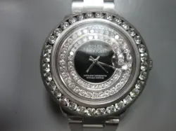 VINTAGE ROLEX DATEJUST 16014 BLACK DIAMOND DIAL W DIAMOND BEZEL OYSTER BRACELET